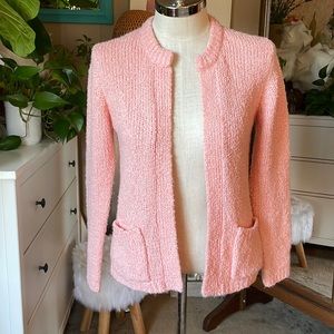 Vintage Monarch Knits Pink Pocket Open Flyaway Cardigan Size Medium Fairy Kei
